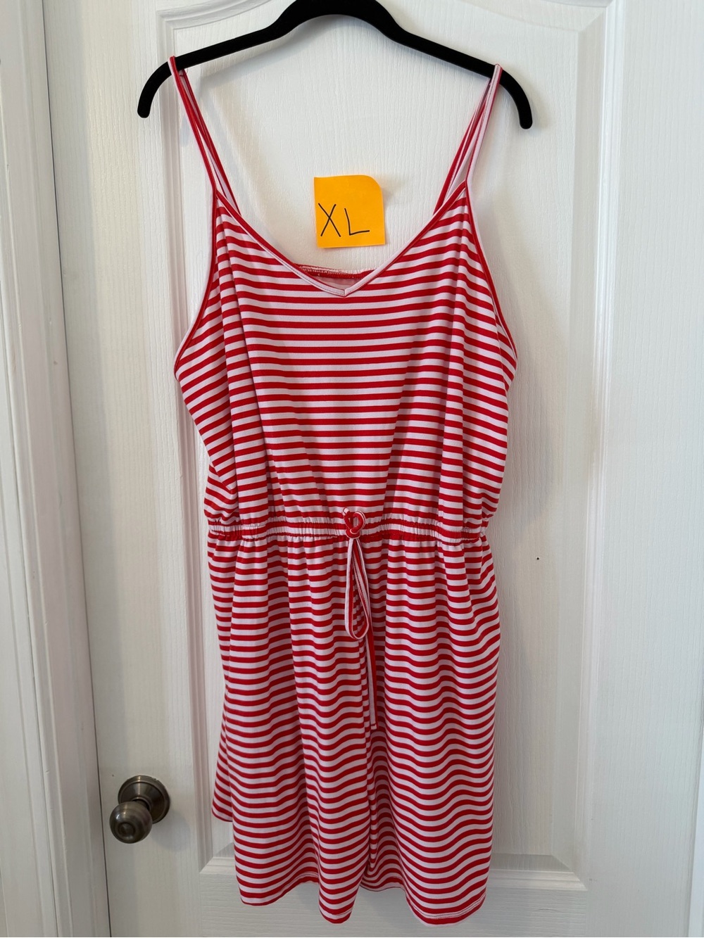 Red & White Striped Sleeveless Romper